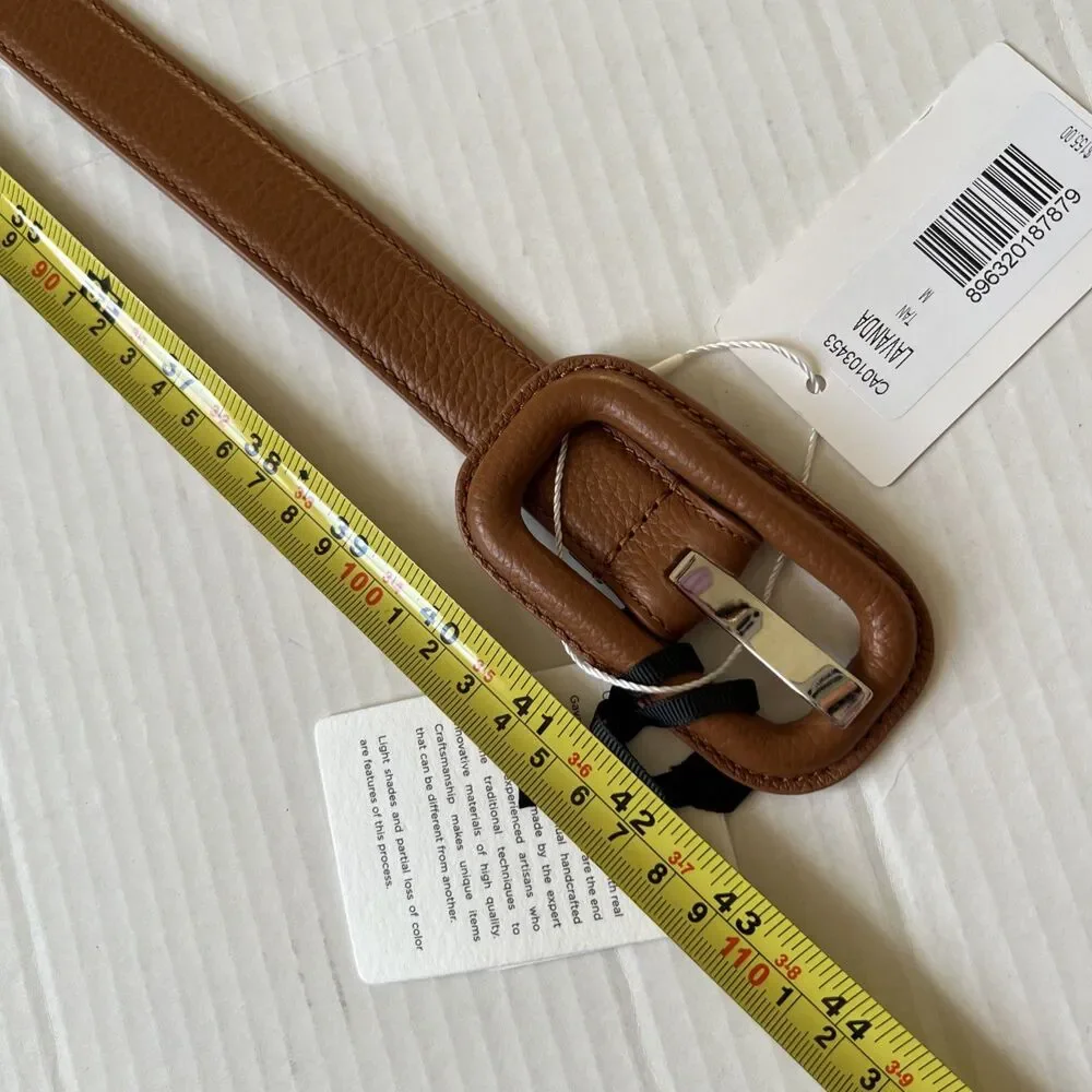 Veronica Beard/GAVAZZENI Leather Belt 90/M Lavanda Tan Brown Made in Italy NWT